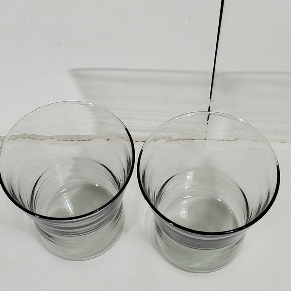 Corning Snap II Smoke Old Fashioned Whiskey Glasses 2pc fluted tulip handblown - Picture 5 of 9